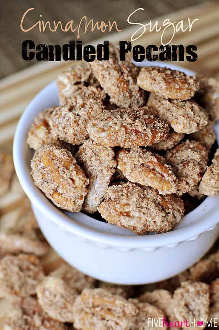 Cinnamon Sugar Pecans with text overlay.
