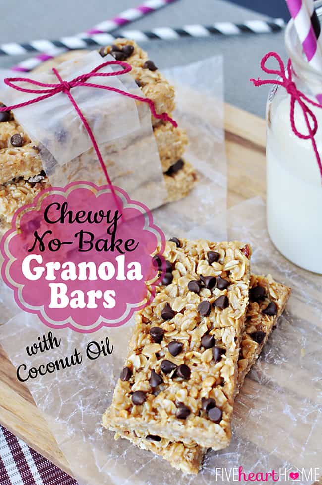 No-Bake Chewy Granola Bars with text overlay.