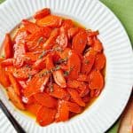 Honey-Glazed Carrots with Thyme and Lemon ~ a perfect spring side dish, and a gorgeous addition to your Easter menu! | FiveHeartHome.com