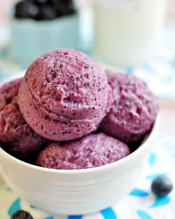 Blueberry Buttermilk Sherbet ~ four simple ingredients combine in this sweet and creamy frozen treat | FiveHeartHome.com
