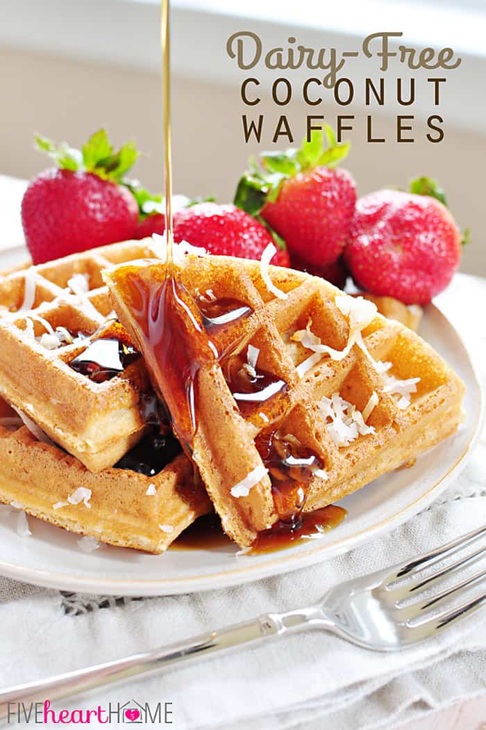 Dairy-Free Coconut Waffles with Text Overlay 