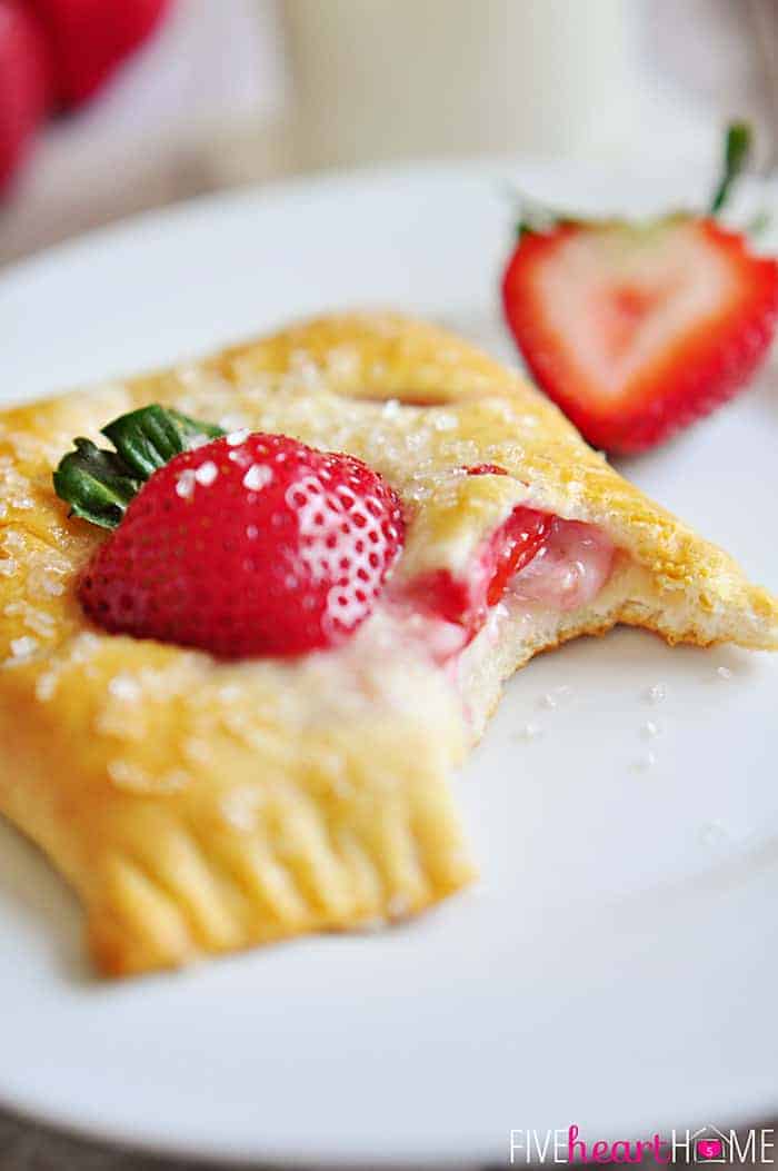 Close-up of missing bite from Strawberry Pastry.