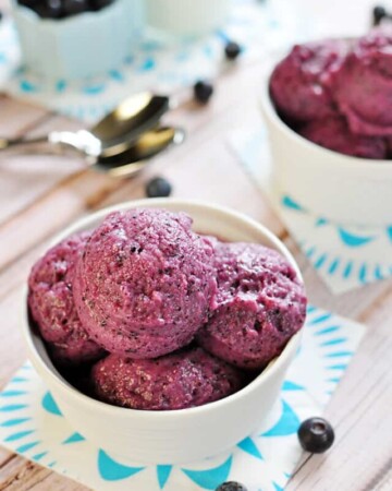 Blueberry Buttermilk Sherbet ~ four simple ingredients combine in this sweet and creamy frozen treat | FiveHeartHome.com