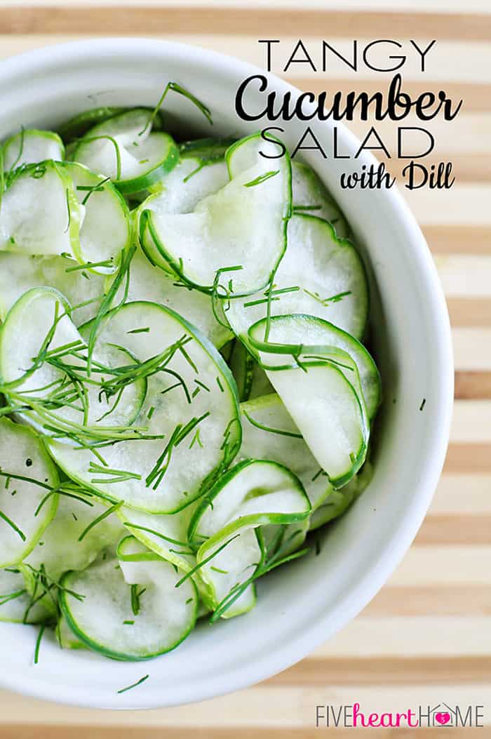 Tangy Cucumber Salad with Fresh Dill and Text Overlay 