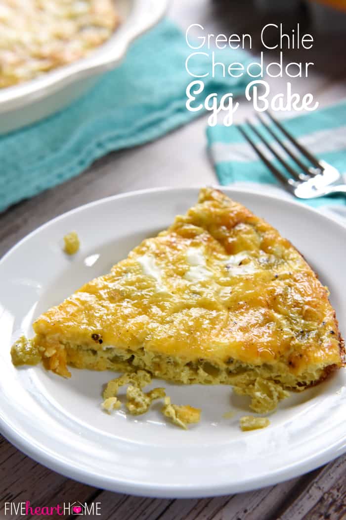 Green Chile Cheddar Egg Bake with Text Overlay 