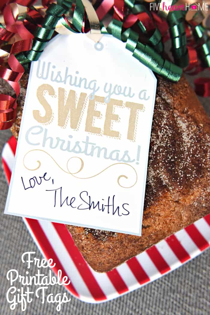 Close-up of free printable gift tag.