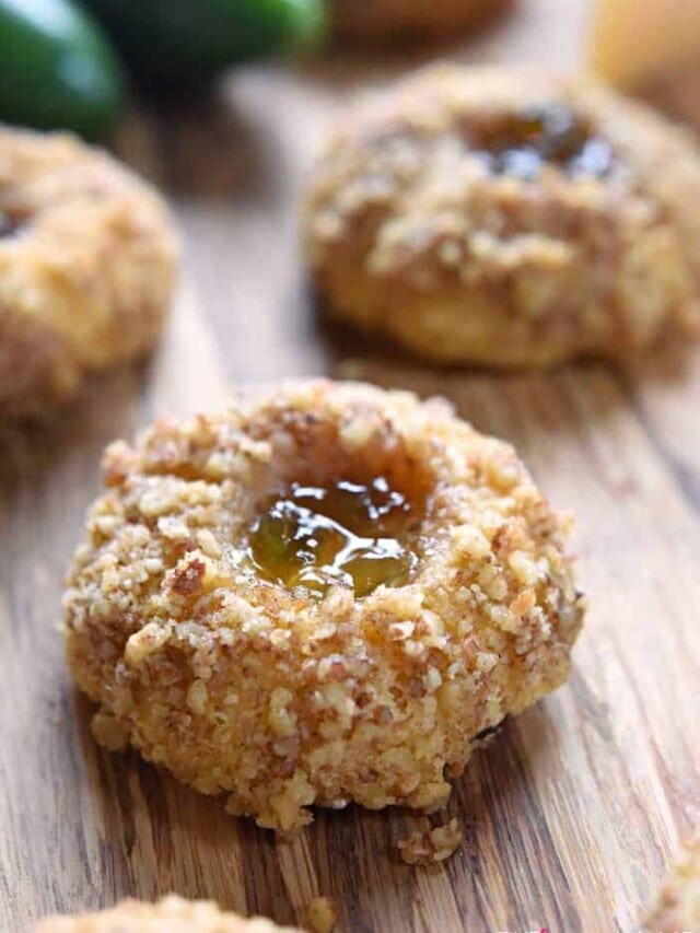Savory Thumbprint Cookies with Cheddar + Jalapeño Jelly