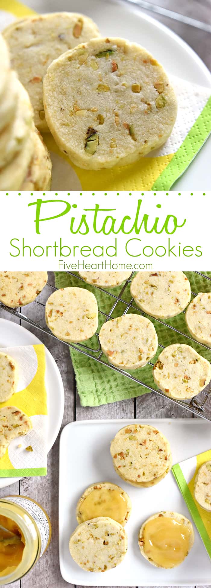 Pistachio Shortbread Cookies Collage with Text Overlay 