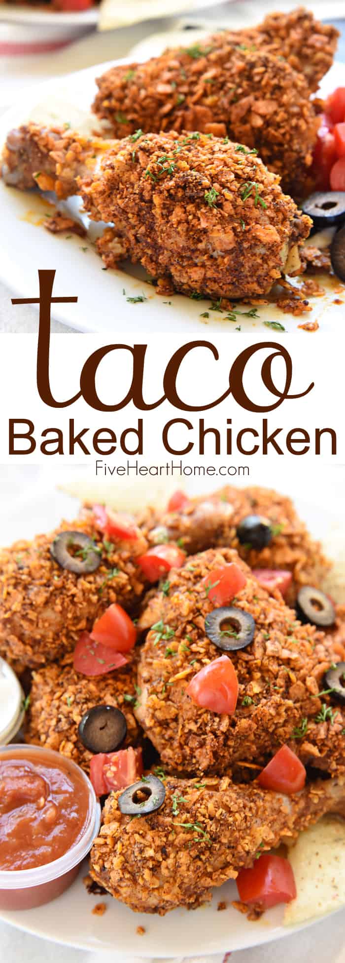 Taco Baked Chicken Collage with Text Overlay