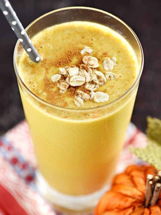 BEST Pumpkin Smoothie {Thick, Creamy, HEALTHY!}