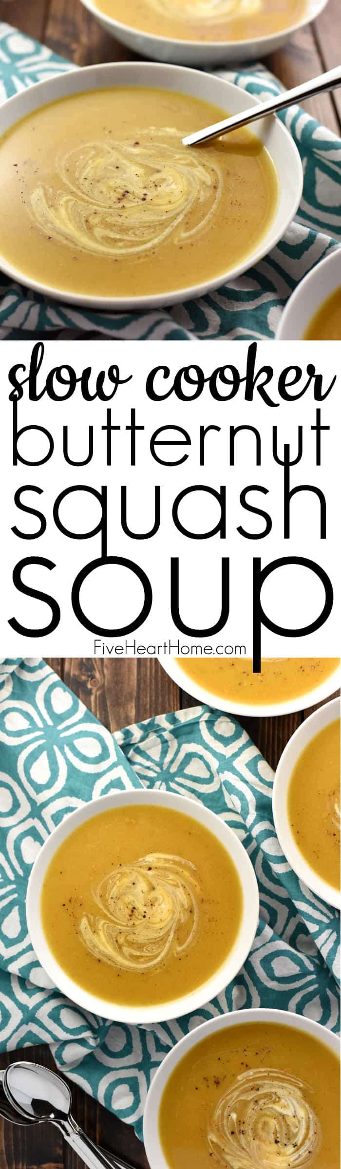 Slow Cooker Butternut Squash Soup collage with text