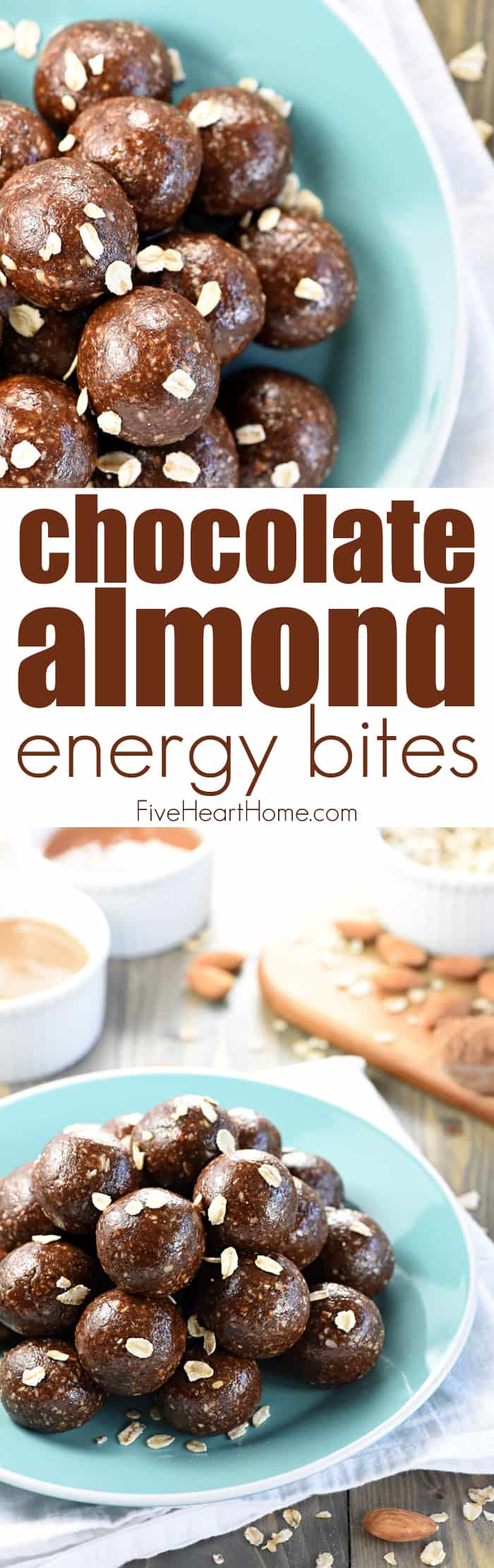 Chocolate Almond Energy Bites Collage and Text Overlay 