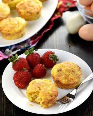 Egg Muffin Cups on plate with fork.