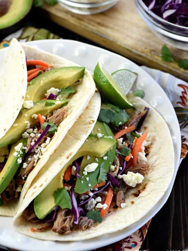 Crockpot Honey Lime Pulled Pork {AMAZING Tacos + More!}