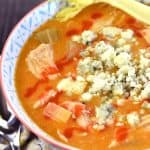 Bowl of Slow Cooker Buffalo Chicken Soup.