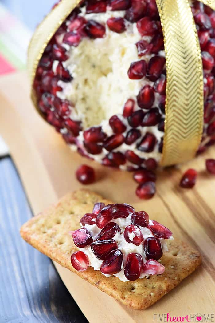 Scoop of cheese on cracker 