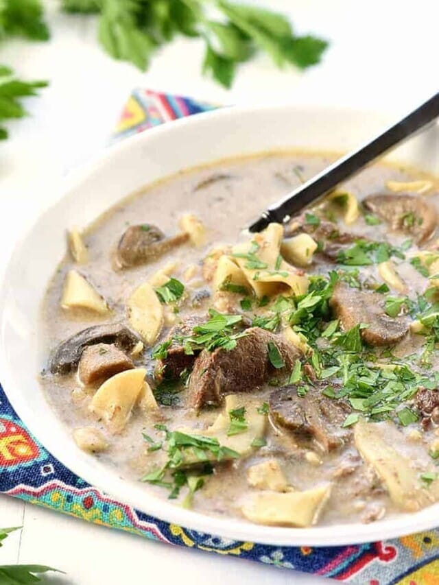 Slow Cooker Beef Stroganoff Soup