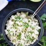 Aerial view of bowl of Cilantro Lime Rice.