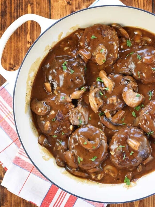 Hamburger Steaks with Mushroom Gravy, a Quick and Easy Dinner