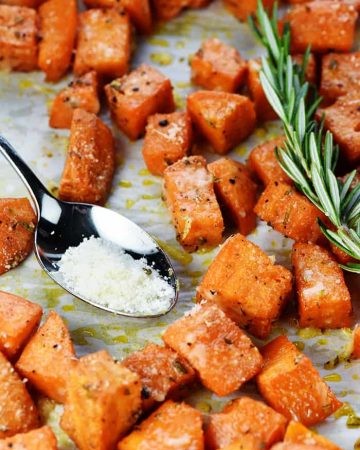 Savory Sweet Potatoes with Rosemary & Parmesan.