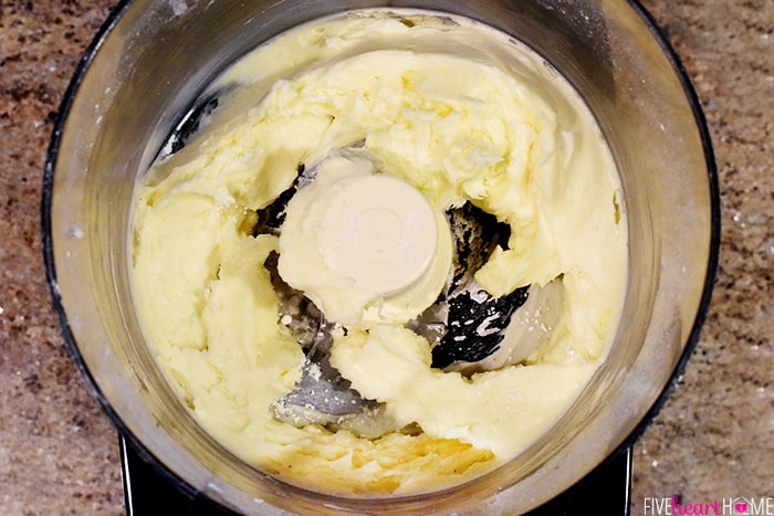 Ingredients combined in food processor.