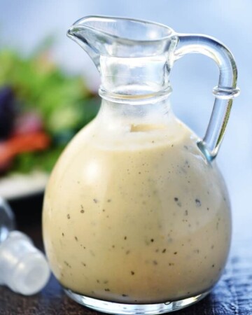 Homemade Creamy Italian Dressing ~ zesty, flavorful, and easy to make...a delicious topping for a crisp green salad or your favorite pasta salad! | FiveHeartHome.com