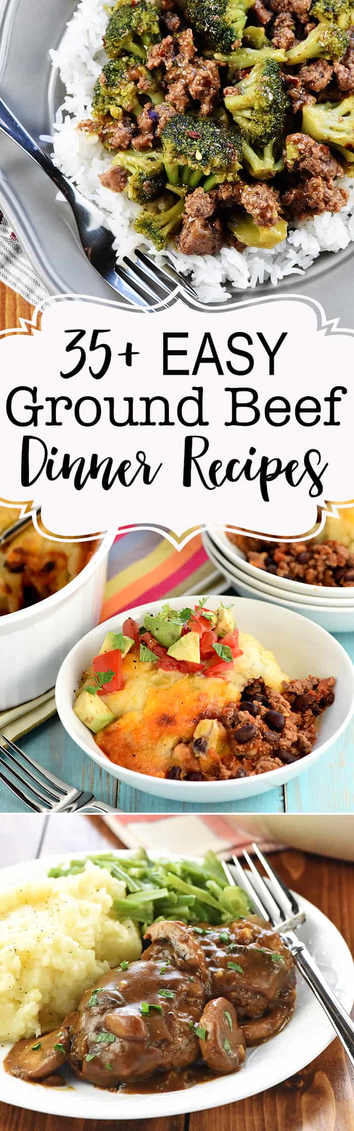 Easy Dinner Recipes with Ground Beef ~ 35 quick, family-friendly, and absolutely delicious dinner ideas...perfect for busy weeknights! | FiveHeartHome.com
