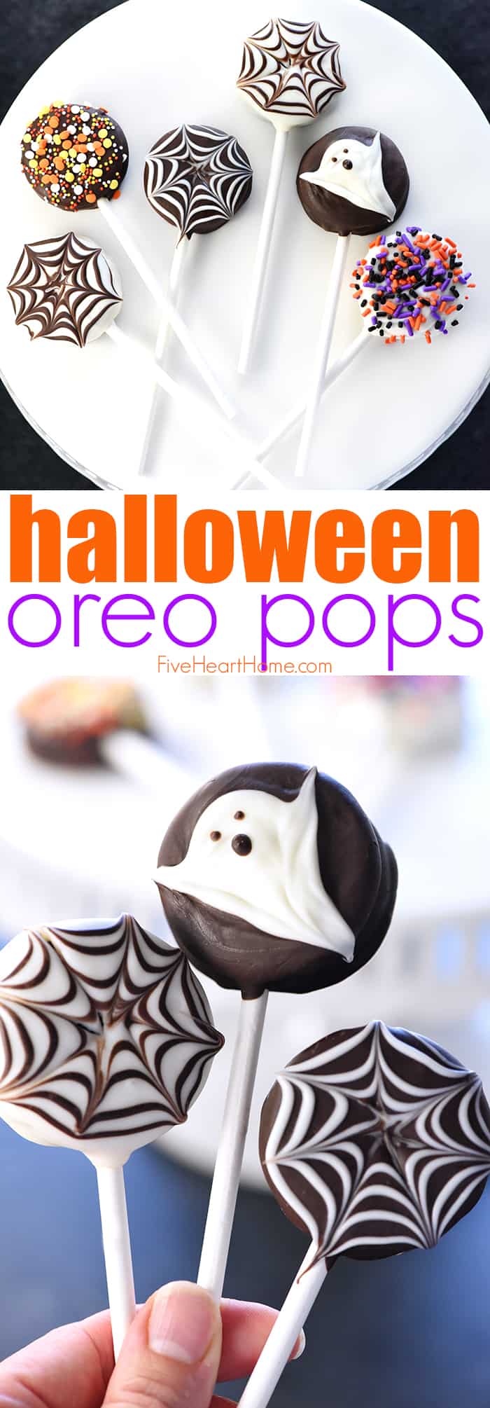 Halloween Oreo Pops, two-photo collage with text