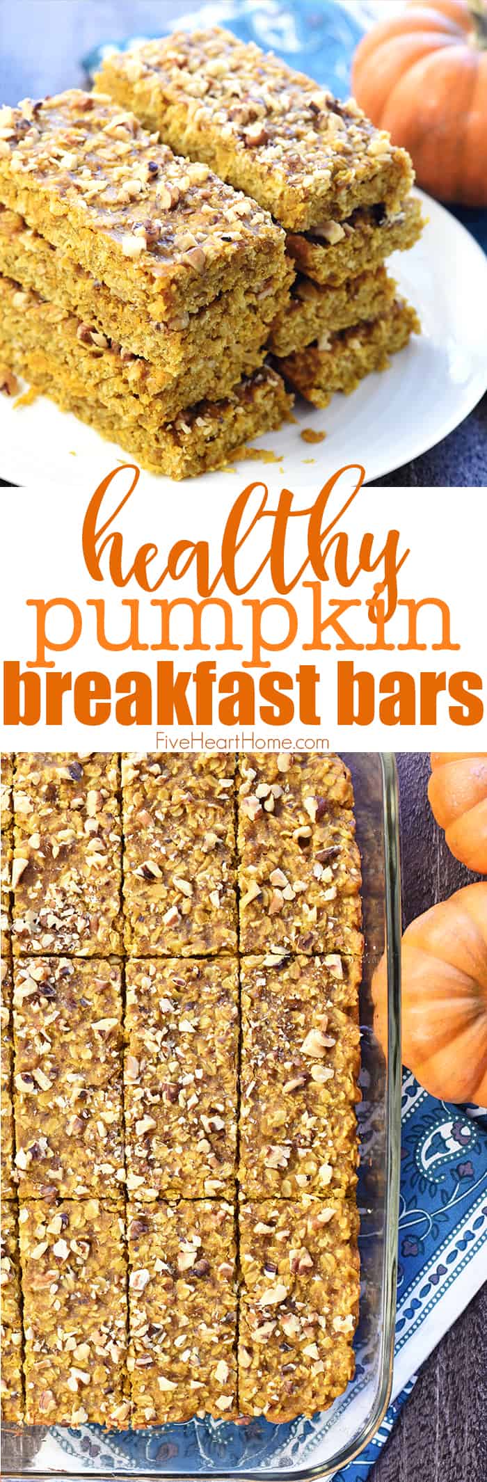 Healthy Pumpkin Breakfast Bars Collage with Text Overlay 