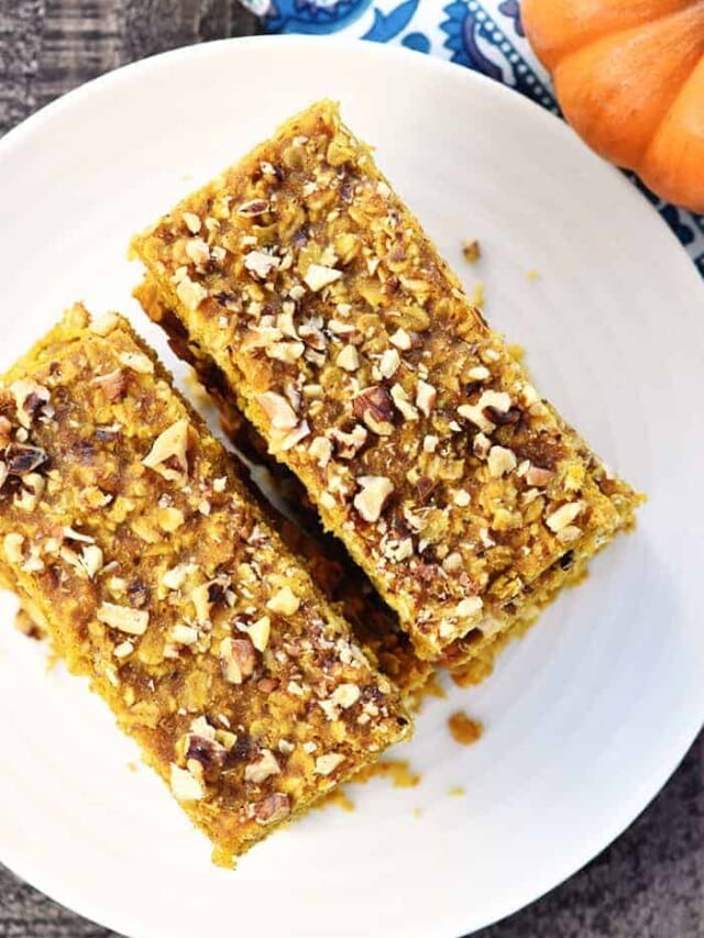 Healthy Pumpkin Breakfast Bars {Soft, Chewy, Wholesome!}