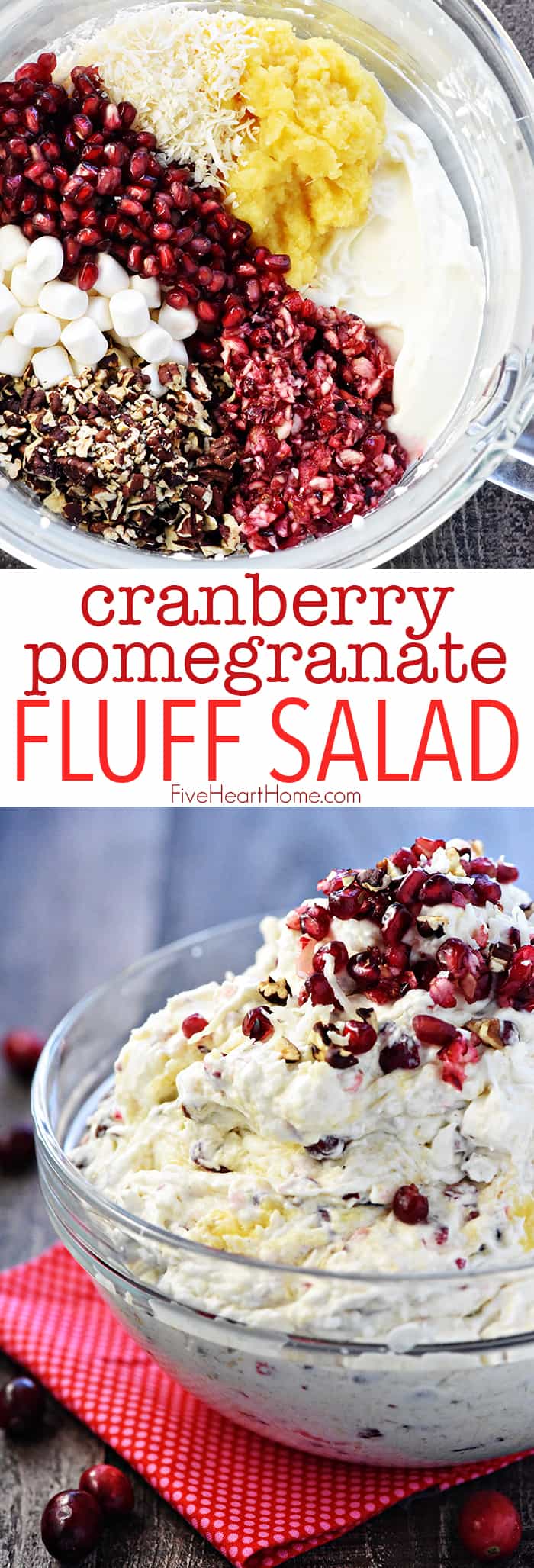 Cranberry Fluff Salad, two-photo collage with text.