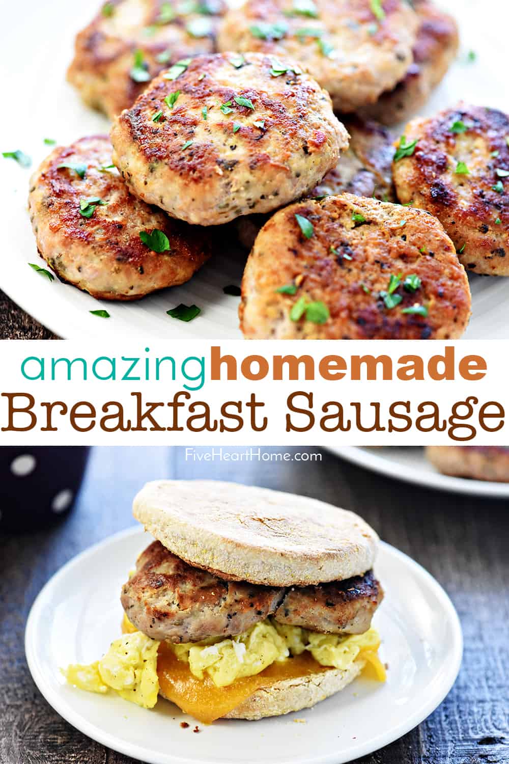 Amazing Homemade Breakfast Sausage collage with text overlay