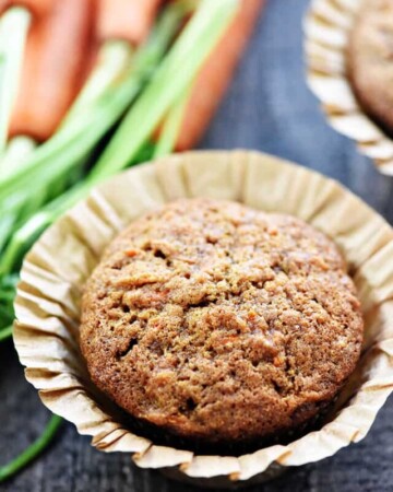 Whole Wheat Carrot Muffins ~ boast the deliciousness of carrot cake in a yummy, wholesome muffin that's great for breakfast, snacktime, or even dessert! | FiveHeartHome.com