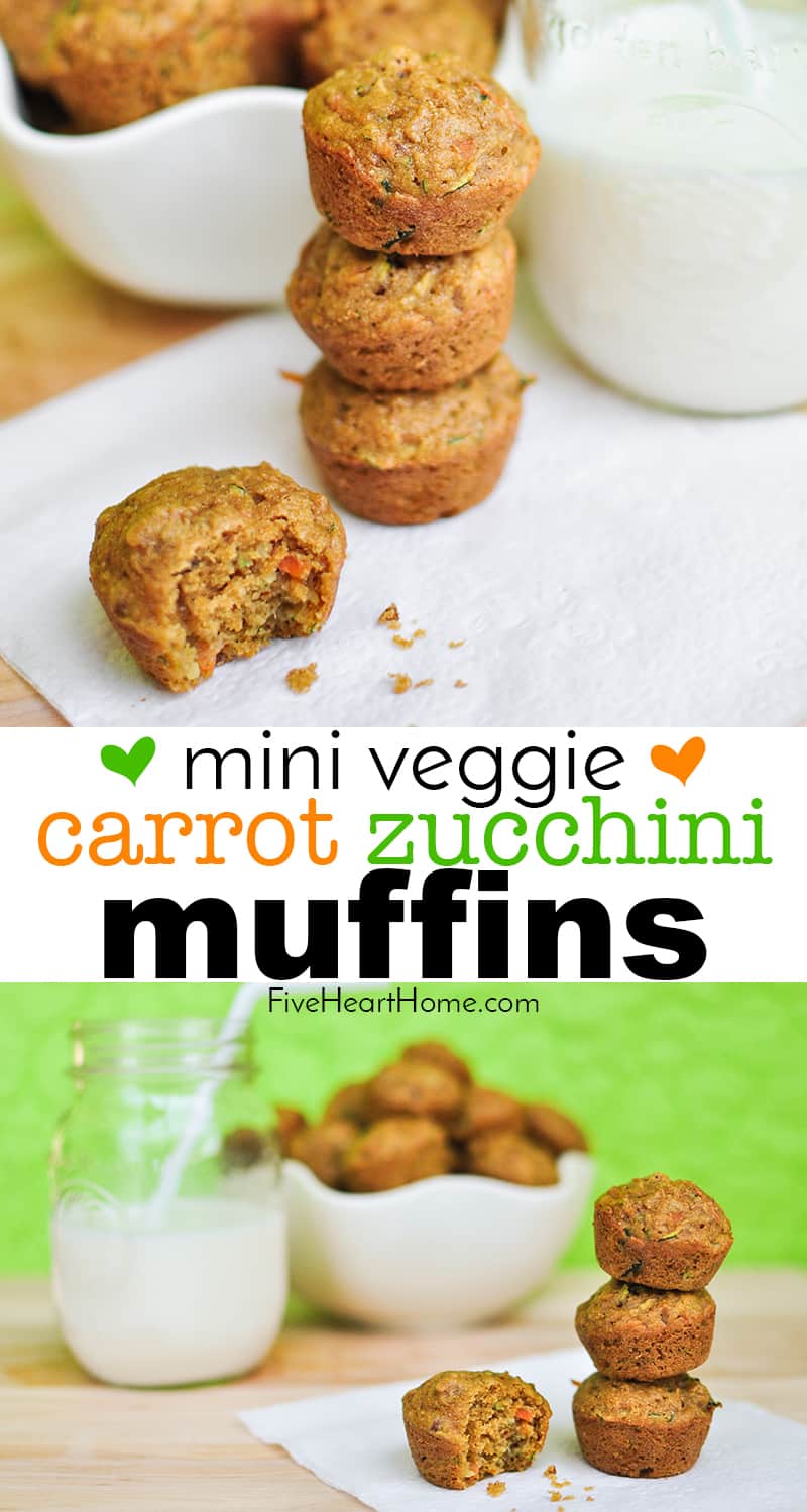 Mini Veggie Muffins, two-photo collage with text.
