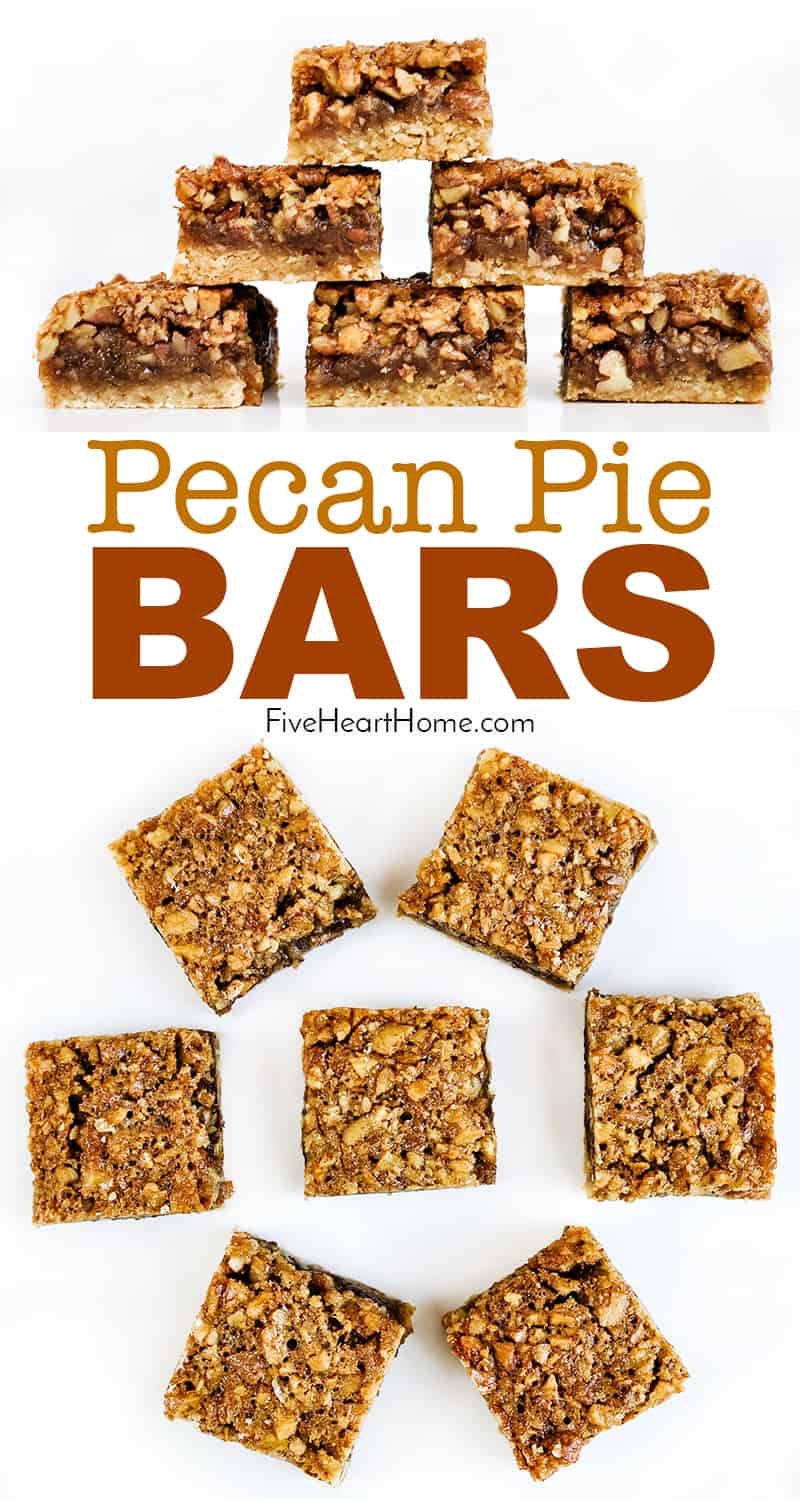 Pecan Pie Bars collage with text