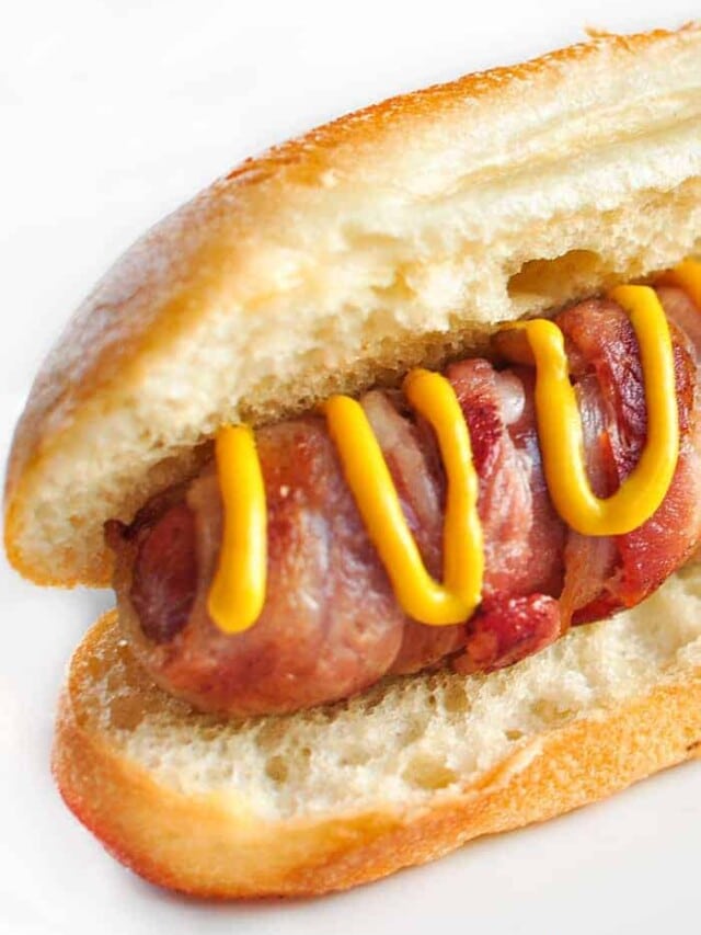 Bacon-Wrapped Cheese-Stuffed Hot Dogs
