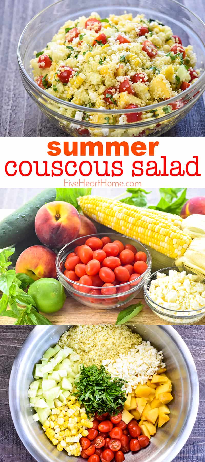 Summer Couscous Salad collage with text overlay