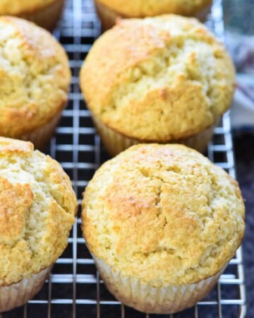 Plain muffin recipe on cooling rack.