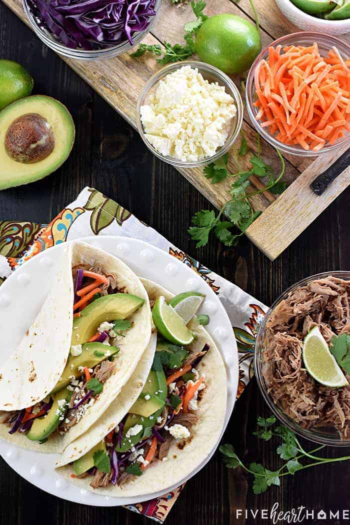 aerial view of taco dinner recipe