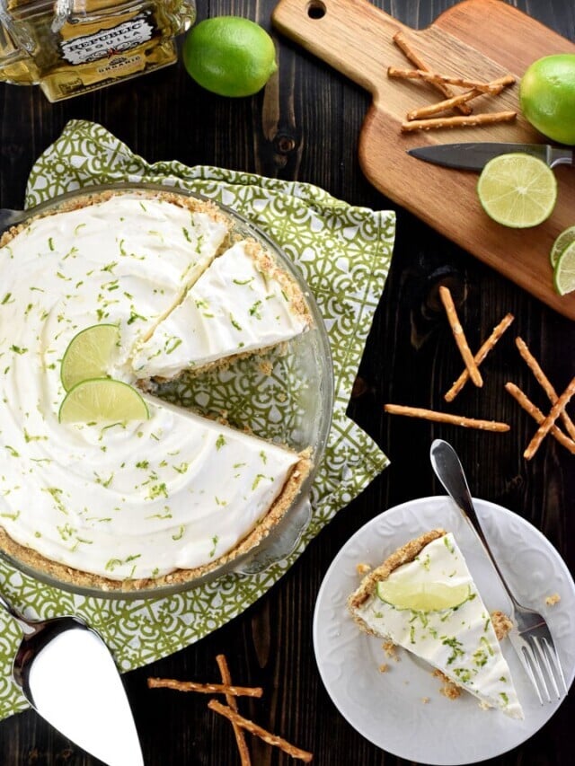 Frozen Margarita Pie with Pretzel Crust