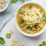 Overhead of White Bean Chicken Chili.