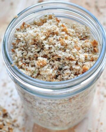 Italian Bread Crumbs in glass jar.