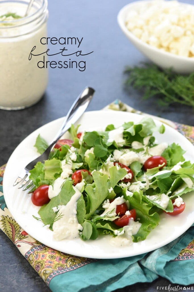 Creamy Feta Dressing with text overlay.
