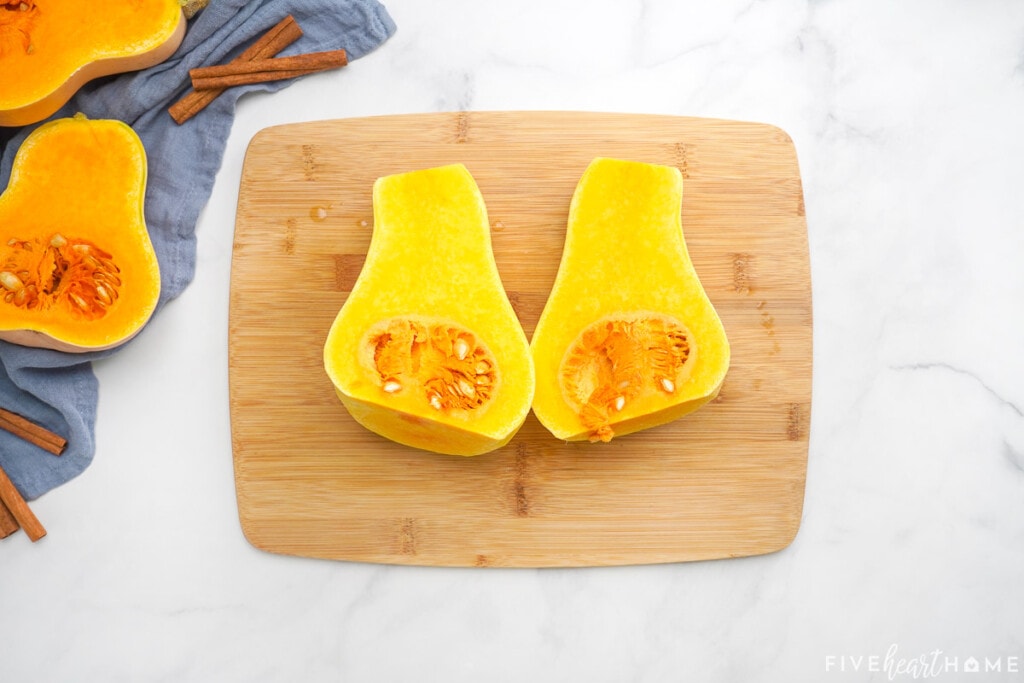How to cut butternut squash for roasted butternut squash recipe.