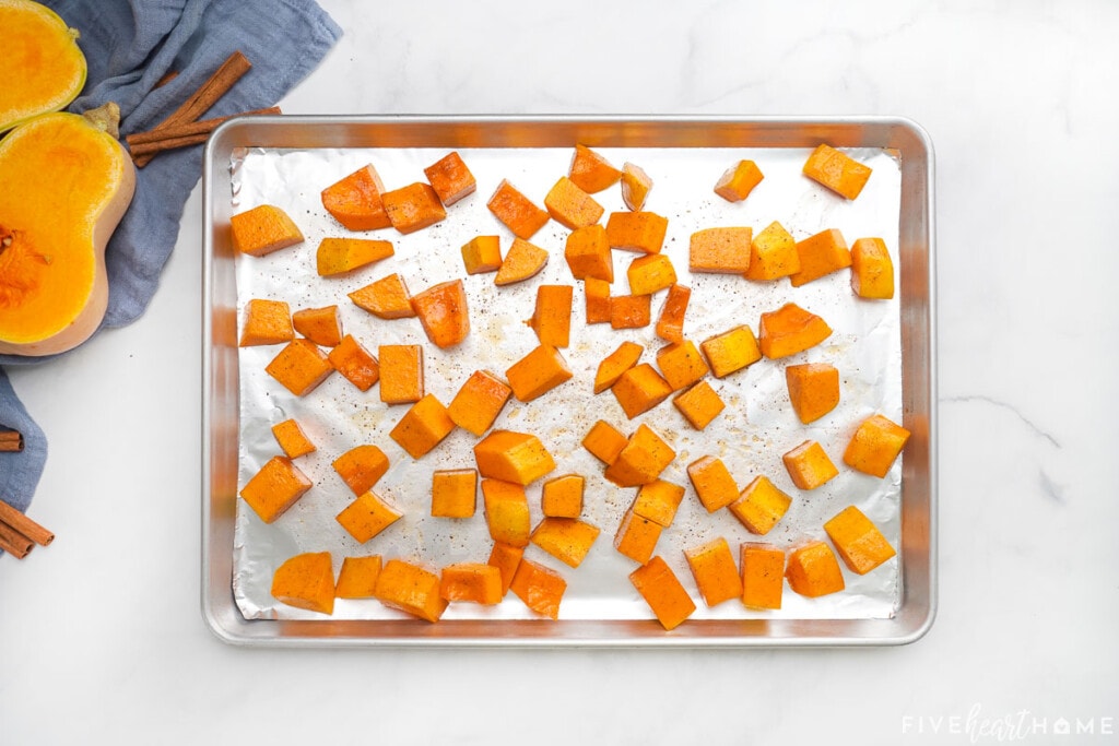 How to roast butternut squash on baking sheet.