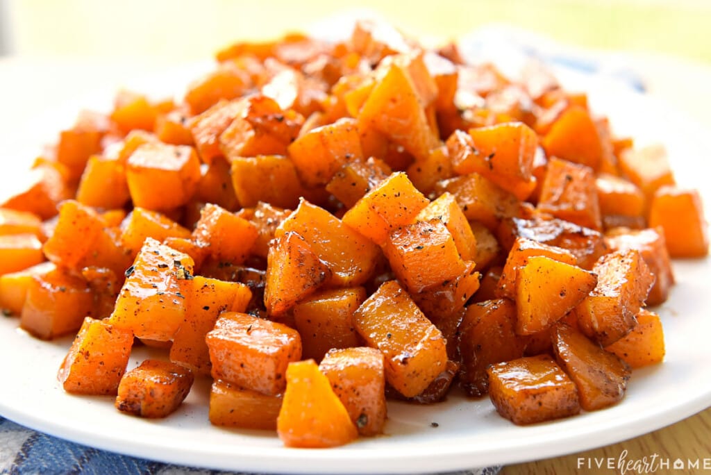 Roasted Butternut Squash on serving platter.