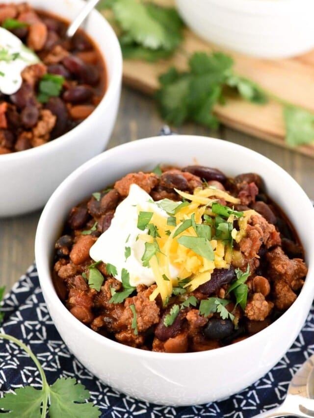 The BEST 3-Bean Chili (with Beef) ~ Slow Cooker or Stovetop!