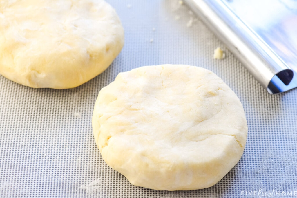 Two butter pie crust recipes on silpat.