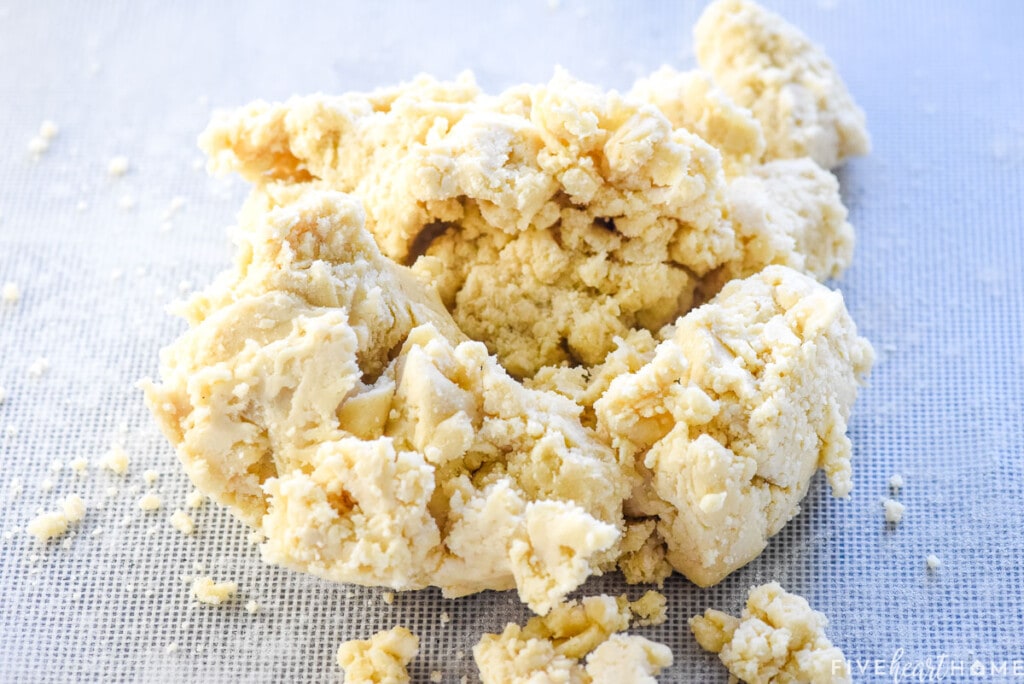 Piecrust dough dumped onto silpat.