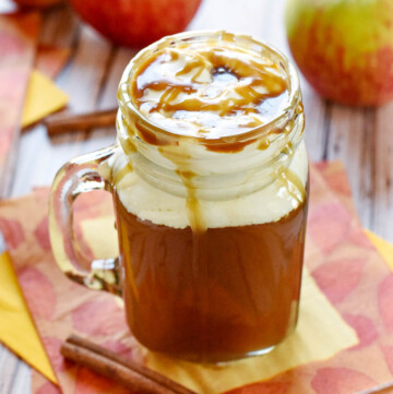 Caramel Apple Cider in garnished mug.